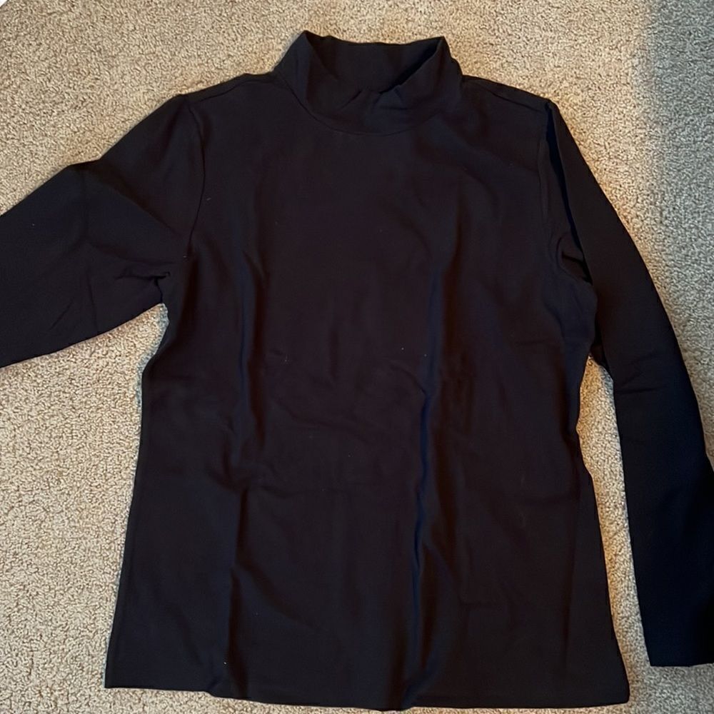 Denim & Co Black Cotton Turtleneck